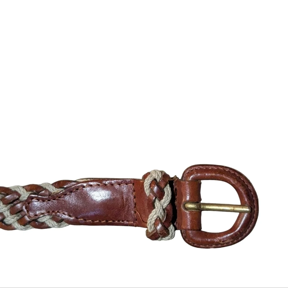 Braided Leather Jute/Cotton Cord Belt 32 Preppy Old Money Nautical